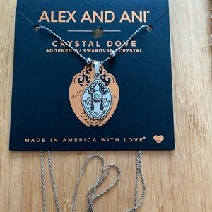 Alex and Ani Crystal Dove Adjustable Necklace in Rafaelian Silver